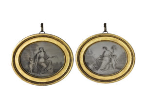 Pair-of-George-II-oval stipple-engravings