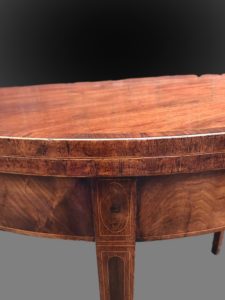 George III mahogany tea tables close up