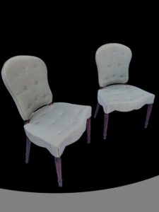 Pair of George III Mahogany Serpentine upholstered Chairs