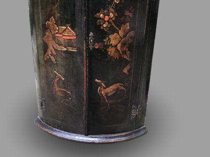 A rare and decorative George II mid-18th century Bow Front Hanging Corner Cupboard