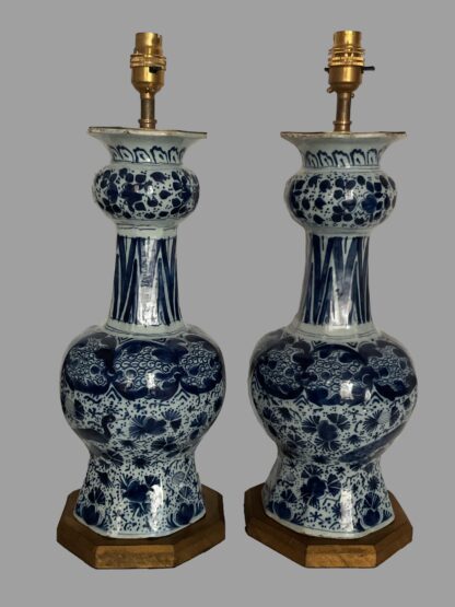 Pair of 18th century Delft lamps