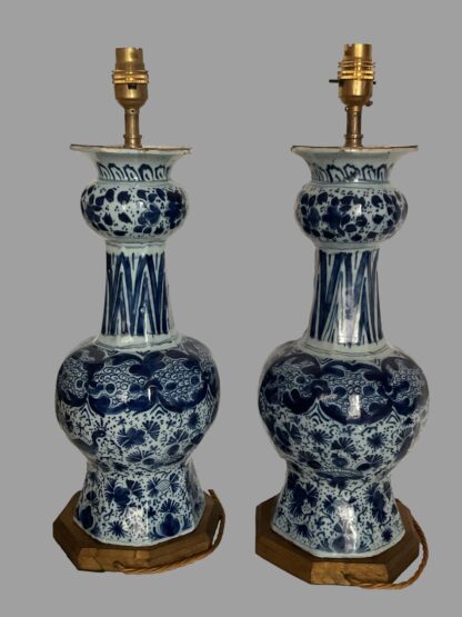 Pair of 18th century Delft lamps back