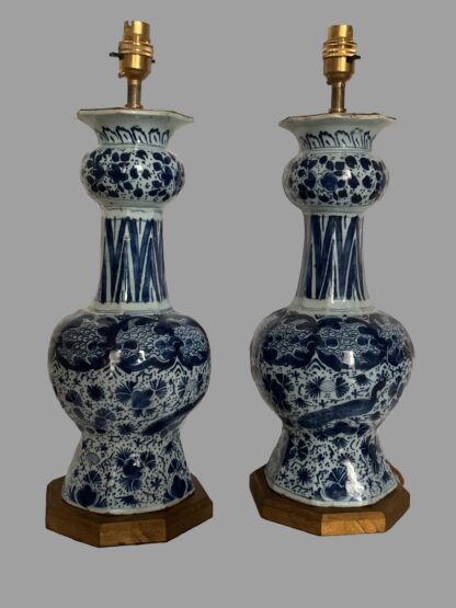 Pair of 18th century Delft lamps