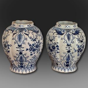 Pair of 18th century Dutch Delft vases, marked Dijon