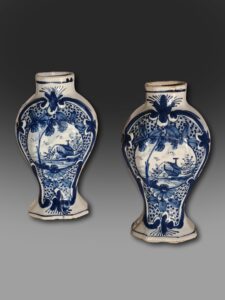Pair of early 19th century Dutch Delft miniature vases.