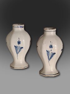 Pair of early 19th century Dutch Delft miniature vases