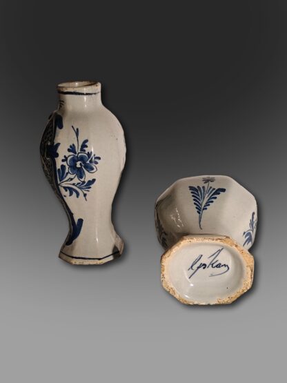 Pair of early 19th century Dutch Delft miniature vases