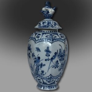 18th century Dutch Delft vase with top