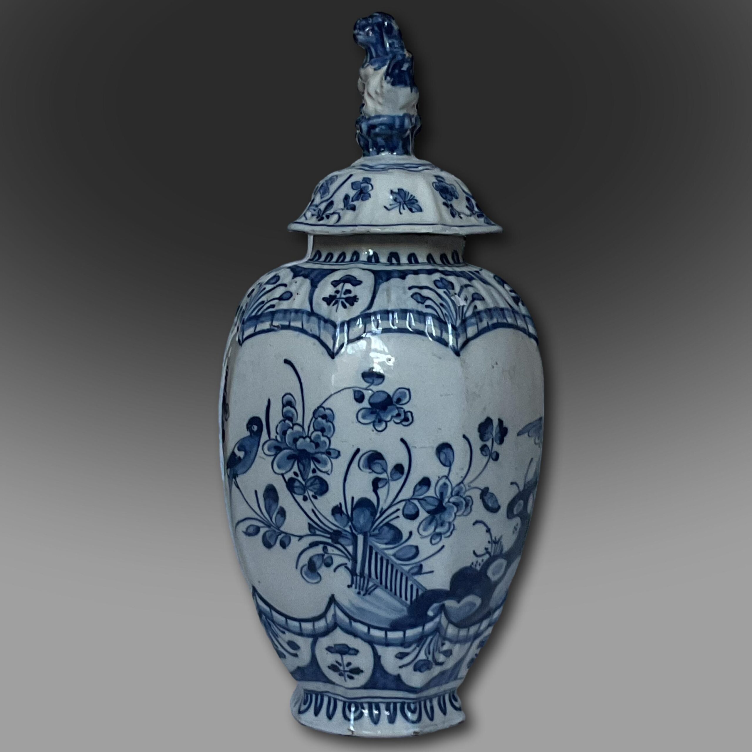 18th century Dutch Delft vase with side 18th century Dutch Delft vase with side