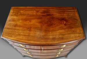 George III mahogany caddy top bow front chest C 1795 top